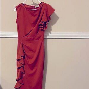 Elegant Red Ruffle Dress